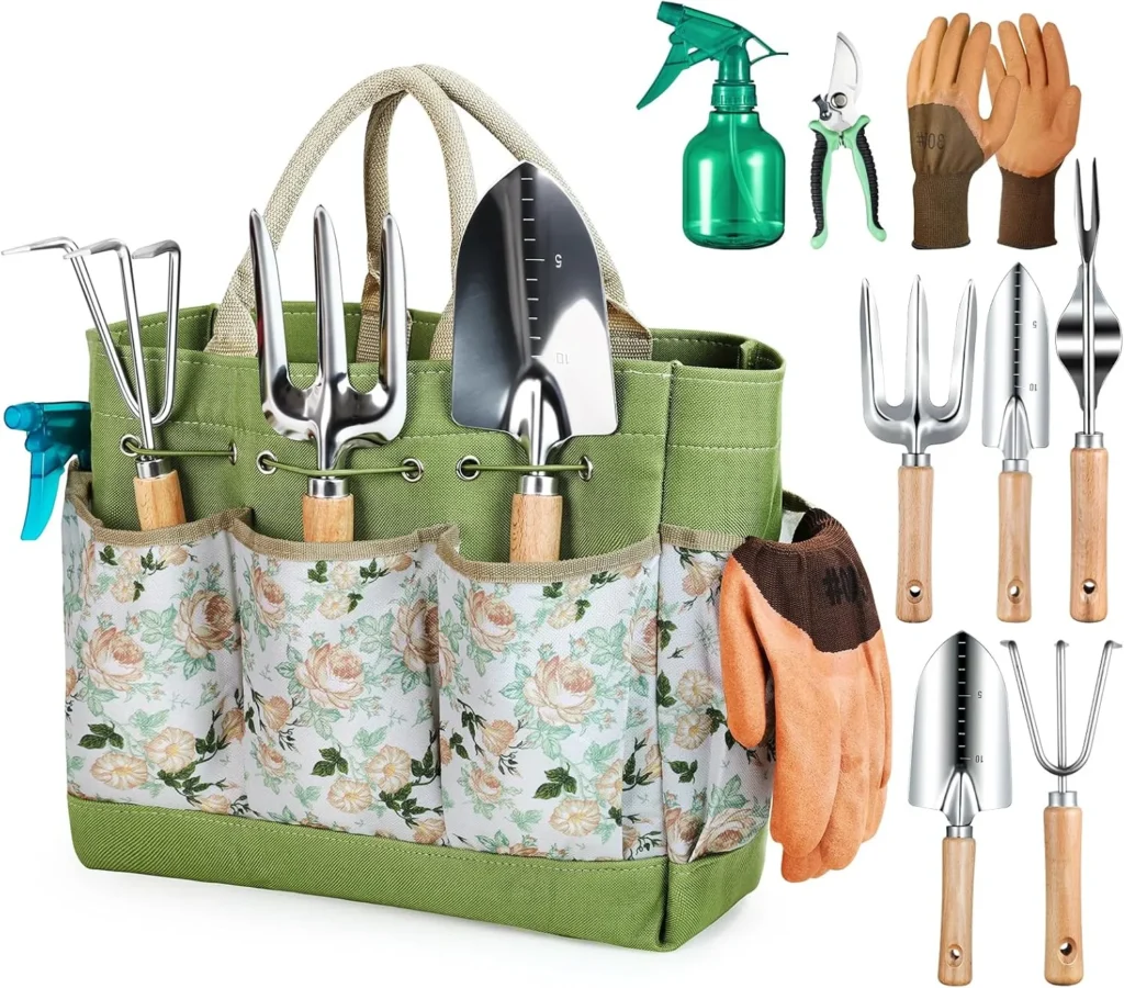 9 Essential Tools: Complete set for digging, planting, and pruning.