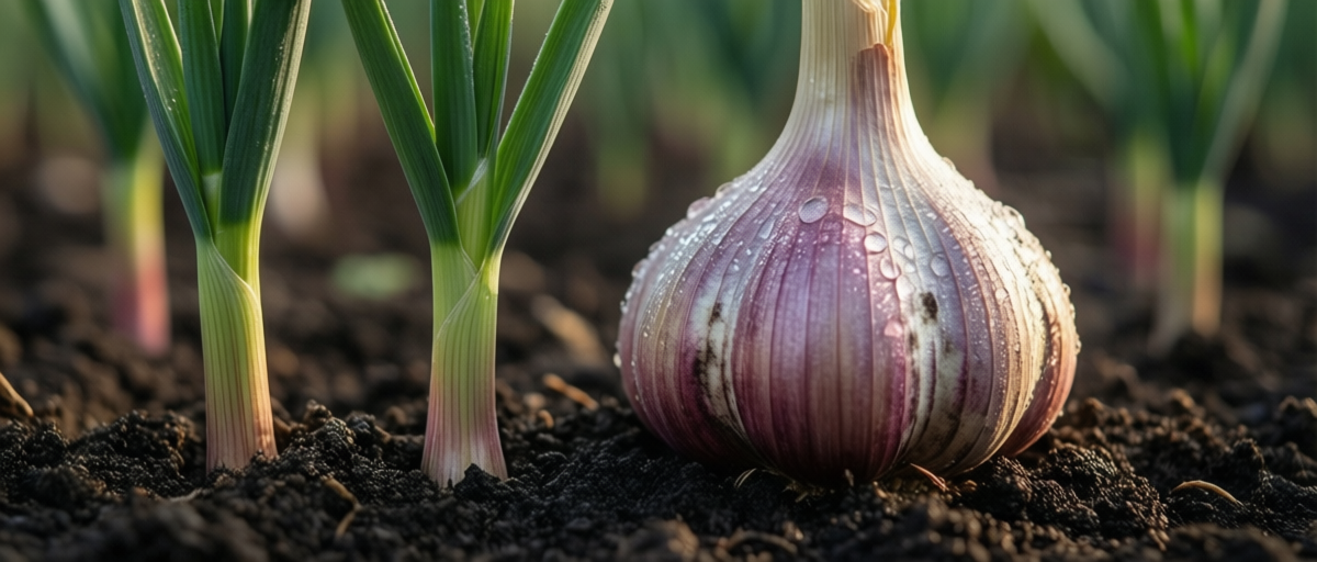garlic growing plant