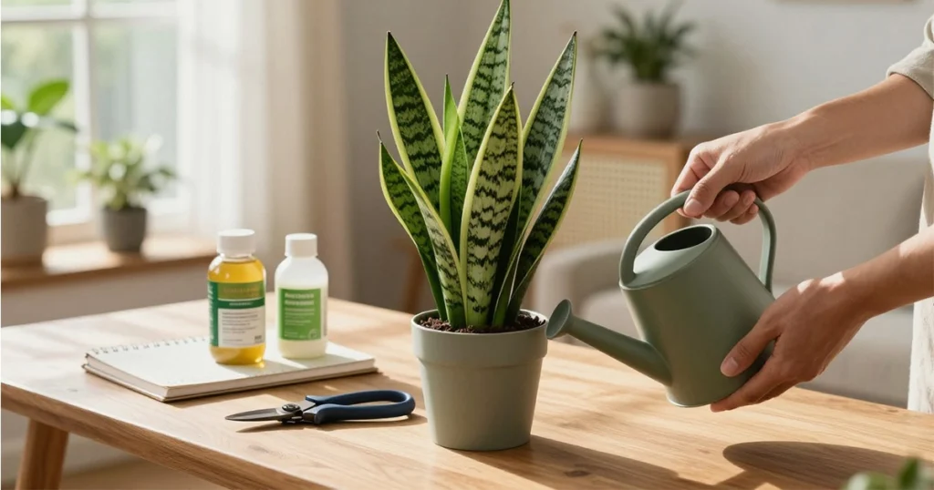 watering snake plant